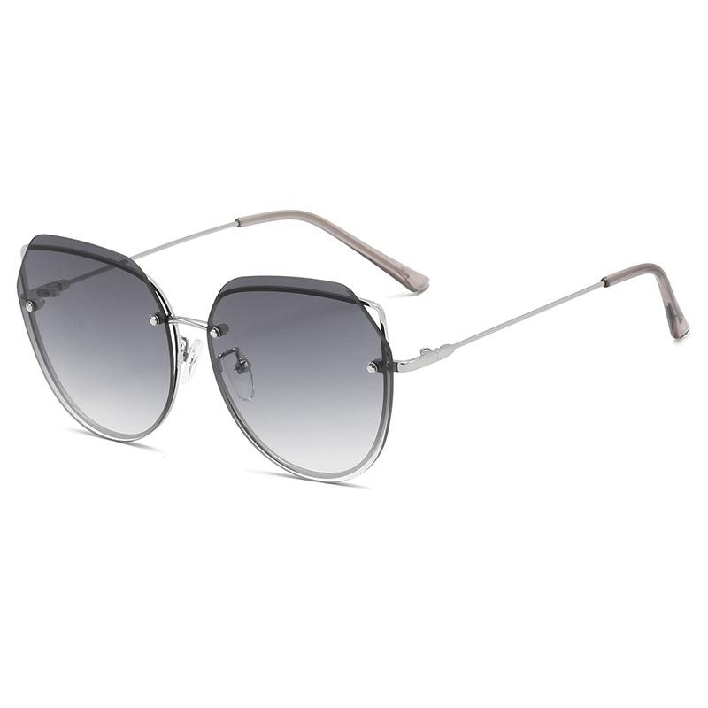 Oval Metal Rimless Sunglasses Wear Cat Ear Sunglasses Sunshade Glasses