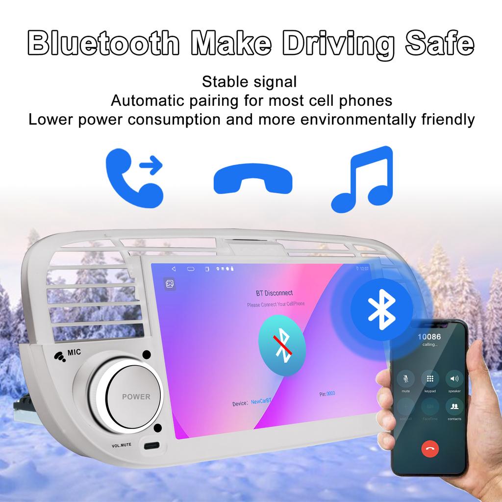 7" Android-Autoradio für FIAT 500 2007-2015 Multimedia-Player GPS-Navigation Autoradio Unterstützung Carplay BT DAB OBD2 TPMS