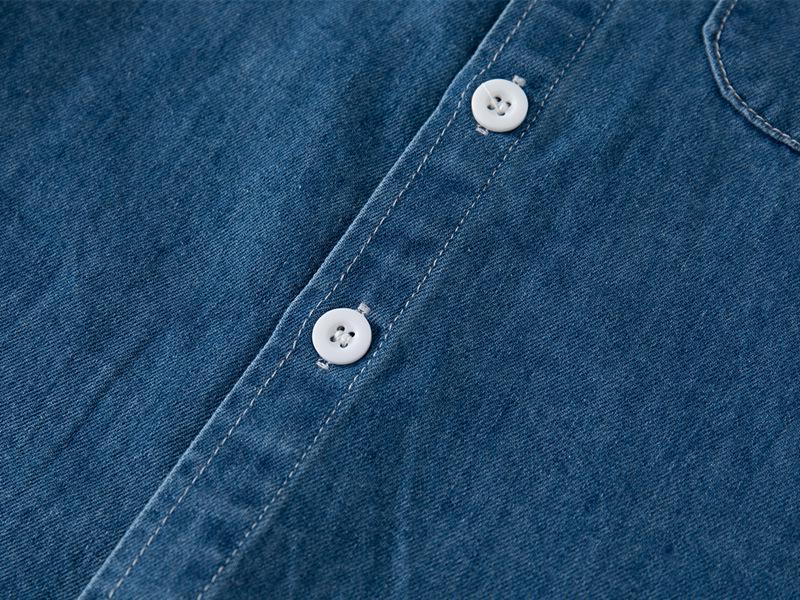 2024 Jungen Langarm Denimhemd - Lässig einfarbig mit Eckkragen