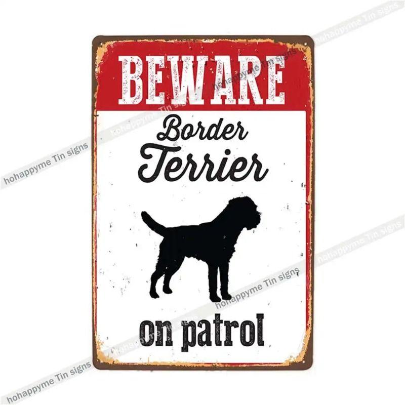 Retro Metal Sign German Shepherd Patrol Warning Decorative Plate for Home Wall 20x30cm
