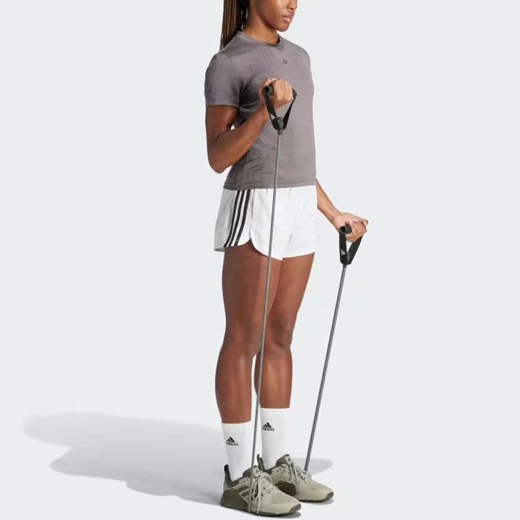 adidas Pacer Training 3-Stripes Woven High-Rise Shorts Women Shorts White IS2171