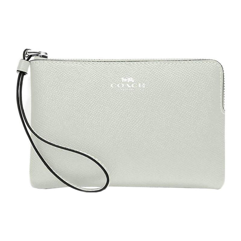 COACH Corner Zip 16 Zippered Saffiano Leather Wristlet Clutch Small Women s Sage коричневый