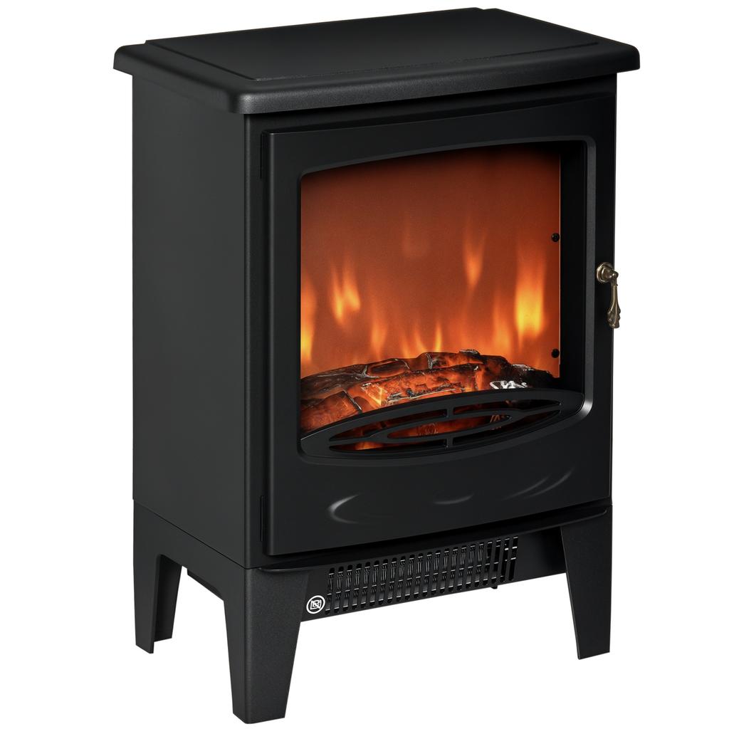 LED Electric Fireplace Freestanding Fireplace with Flame Effect 900/1800W Black