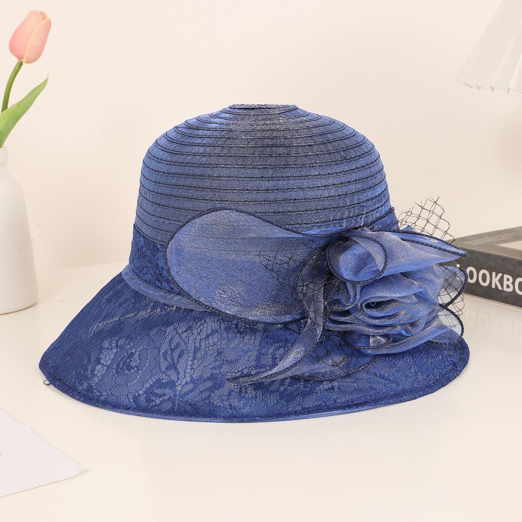 New French organza mesh flower hat summer fashion trendy brand sunscreen sunshade big eaves hat retro elegant millinery hat