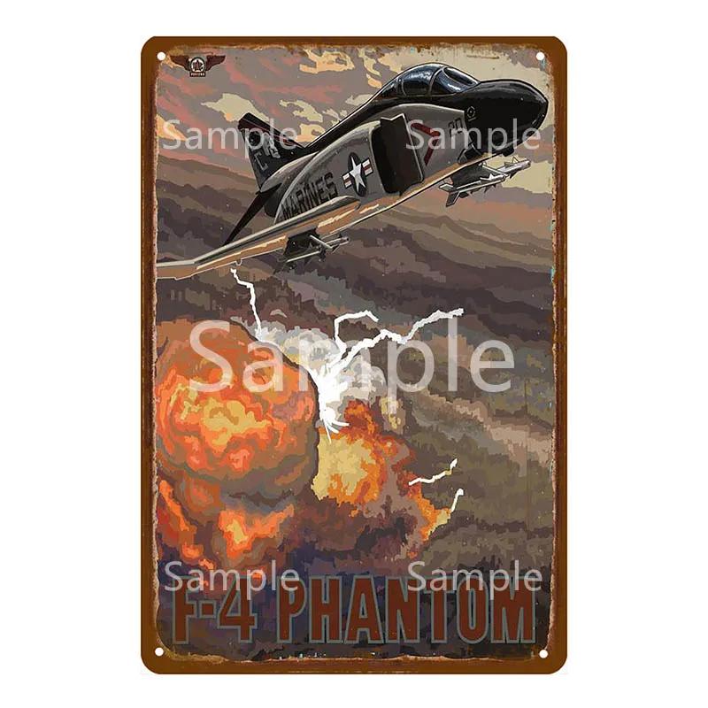 Retro Airplane Metal Signs Fighter Jet Plane Vintage Aircraft Plate Metal Plaque Painting Living Room Home Wall Decoration YL094