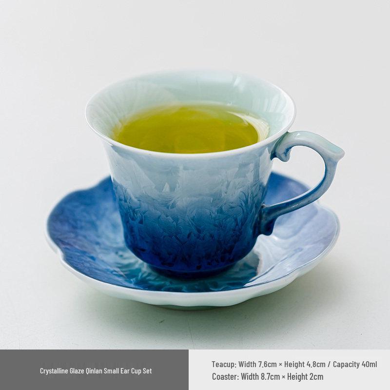 Exquisite Crystalline Glaze Ceramic Mug and Saucer - High-Grade Office Tea and Coffee Cup Gift