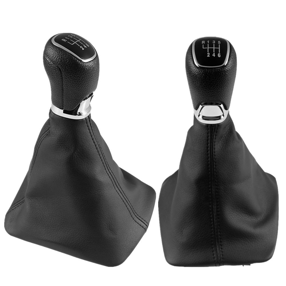 Car 5/6 Speed Gear Stick Shift Knob With Leather Boot Collar For Skoda Octavia A5 MK2 A6 Sedan & Combi 2004 2005 2006 2007 2008