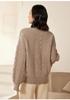 Women's 2024 Autumn/Winter Pure Wool Cable Knit Loose Pullover Sweater with Round Neck