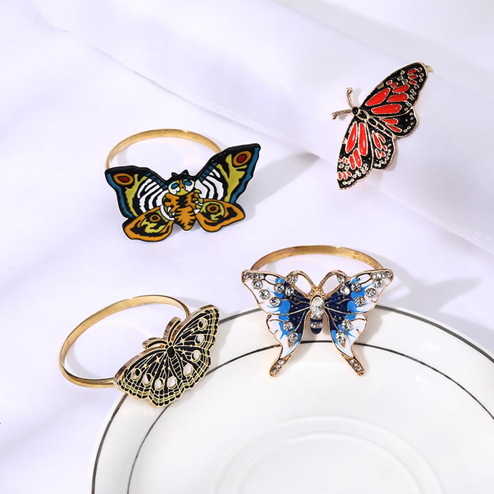2 PCS Western Restaurant Hotel Table Decoration Napkin Buckle, Cute Butterfly Dragonfly Bee Napkin Ring, Creative Napkin Ring