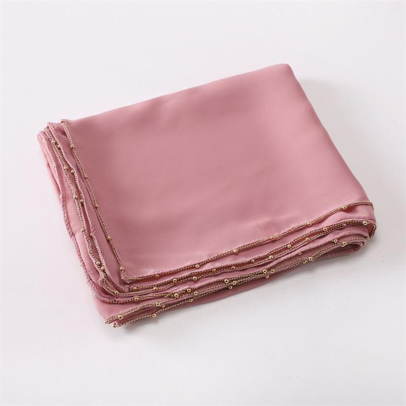 Fashion Necklace Chain Instant Bubble Chiffon Hijab Women Beach Summer Shawl Wrap Solid Muslim Stole Neck Snood 175*70Cm