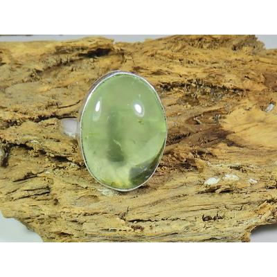 Natural Prehnite 925 Solid Sterling Silver Ring Size US-6 PG-257