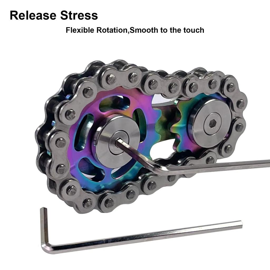 Metall Handspinnare Kedjeredskap Metal Fidget Spinner Vuxen EDC Fidget Toys Fokus ADHD Verktyg Kontor Stressavlastningsleksaker