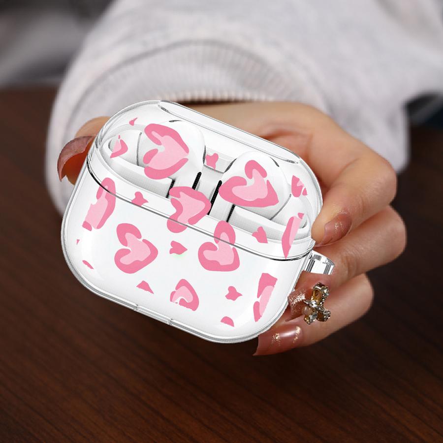 Case For Samsung Galaxy Buds 4Pro 3 FE 2Pro 4 Pro 3Pro 2 Live Clear Earphone Cases Cover With Hook Pink Leopard Print