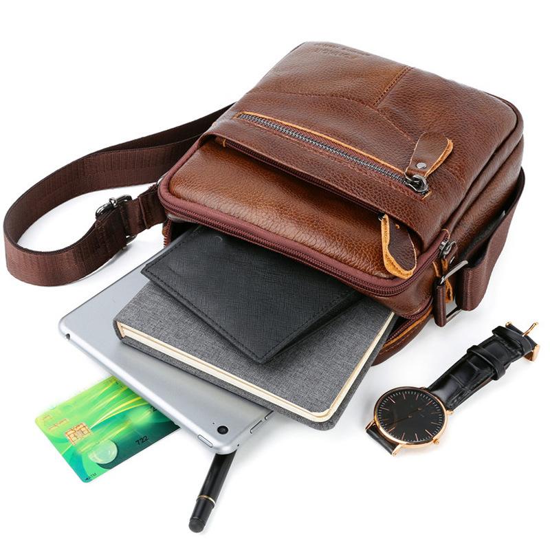 New men's messenger bag oil wax leather drop pattern men's bag vertical simple shoulder bag