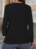 2025 Autumn Plus Size V-Neck Button Waffle Knit Women's T-Shirt