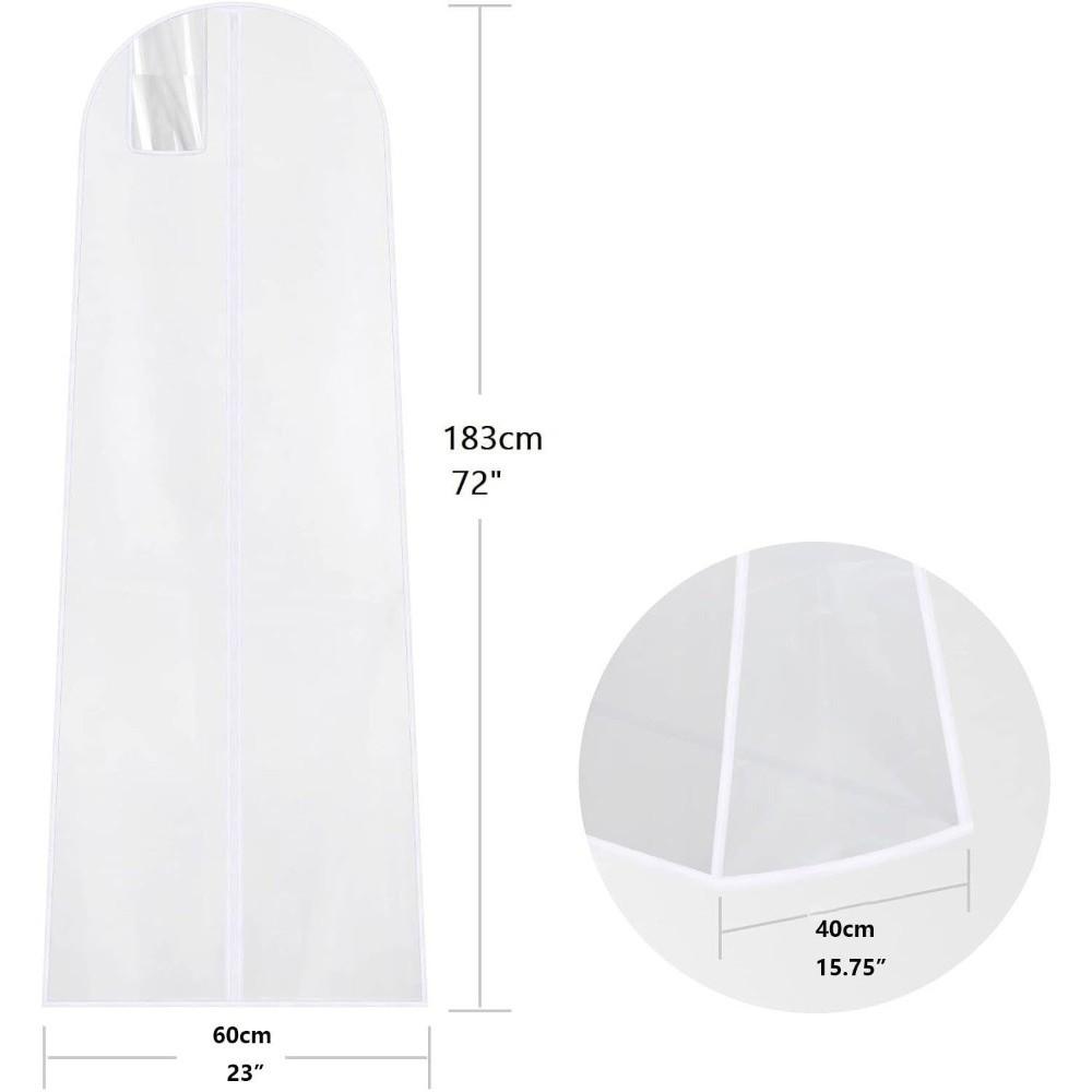 183cm Wedding Dress Garment Bag Long Storage Bag Waterproof Protective Shield with Zip Double-layer Wedding Dust Cover Bridal