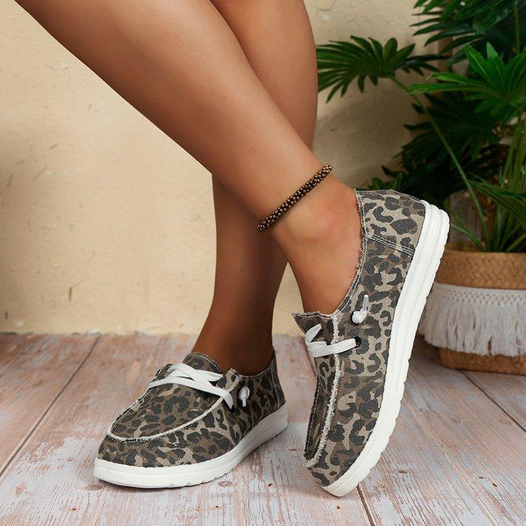 Damskor med snörning, Casual Canvas lätta slip-on-skor, utomhusskor för kvinnor