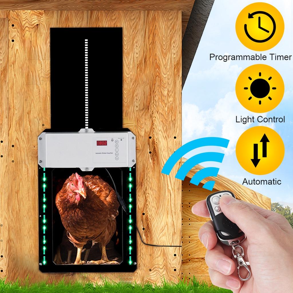 130ft 110-220V Otevírání dveří Farma Kuřata Domácí mazlíčci Pes Otvírač dveří Černý Časové ovládání Kurník Automatický otvírač dveří