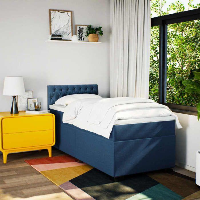 Maison Exclusive - Sommier à lattes de lit avec matelas Bleu 80x200 cm Tissu