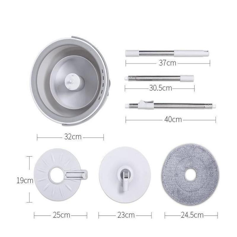 Serpillère plate et seau rotatif pour sol rotatif, séparation de décontamination, chiffon en microfibre, lavage à l'eau, auto-essorage, outils de nettoyage à sec pour la maison