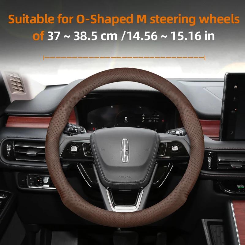 For Lincoln Z MKZ MKT MKC MKX MKS Navigator Aviator Nautilus Corsair Continental Leather Breathable Car Steering Wheel Cover