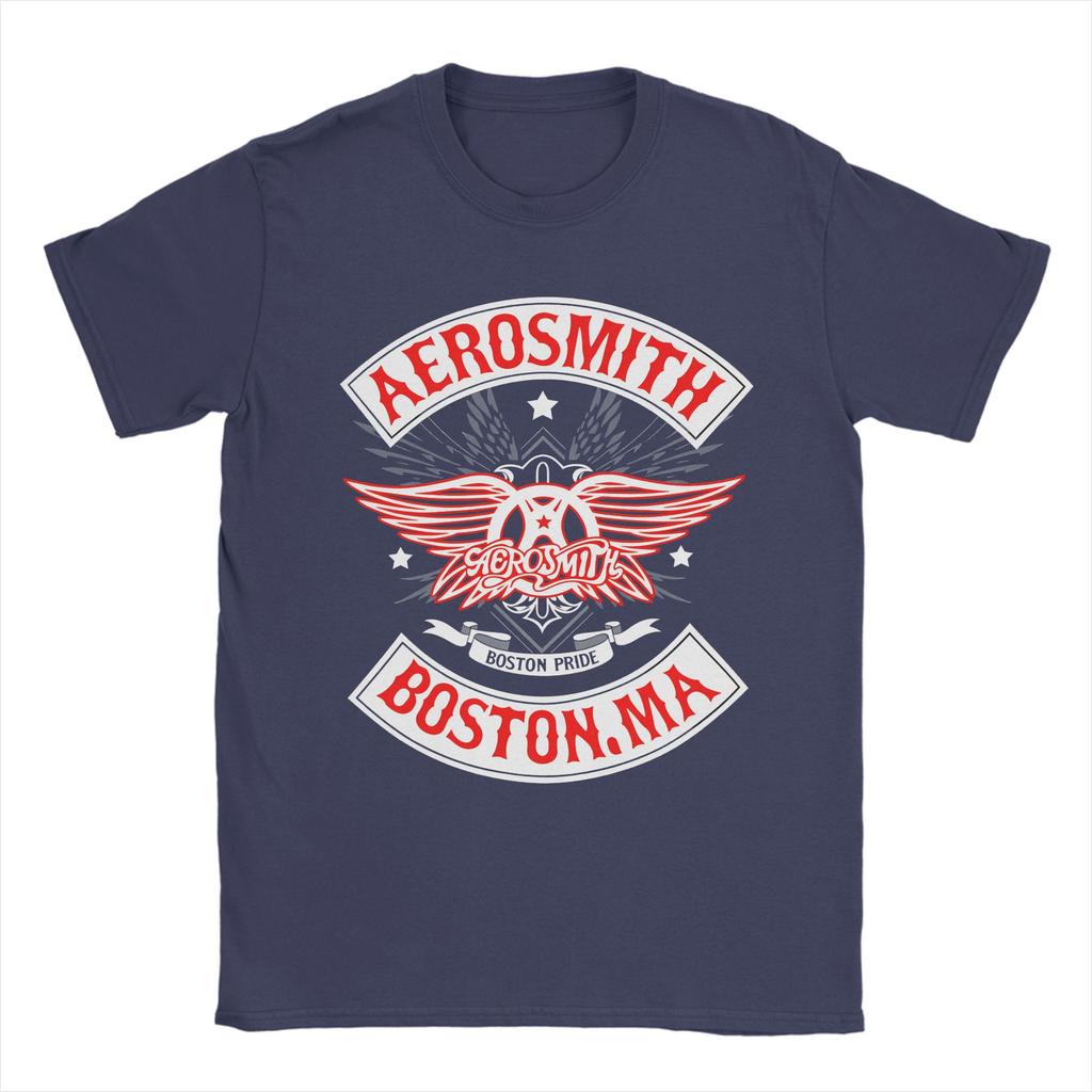 Vintage T Shirt Summer AEROSMITH BOSTON MA Fashion T Shirts Pure Cotton Tshirt for Man Aesthetic Plus Size Short Sleeve Tees