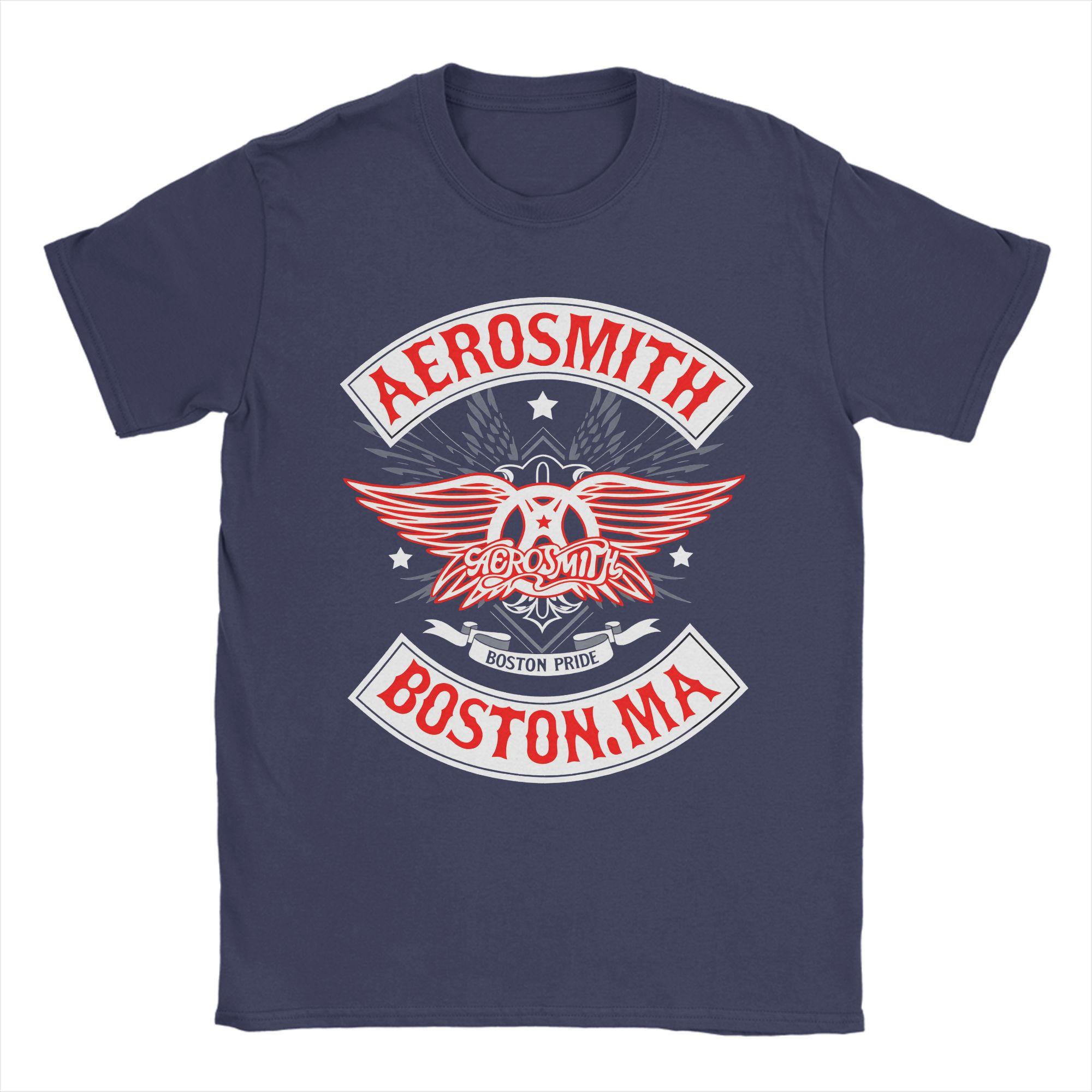 

Vintage T Shirt Summer AEROSMITH BOSTON MA Fashion T Shirts Pure Cotton Tshirt for Man Aesthetic Plus Size Short Sleeve Tees 4XL