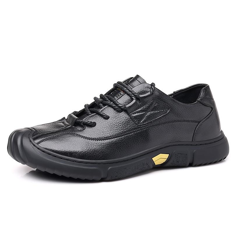 Spring men's shoes first layer cowhide bag head daily outdoor leisure leather shoes men's lace-up handmade hiking shoes versatile