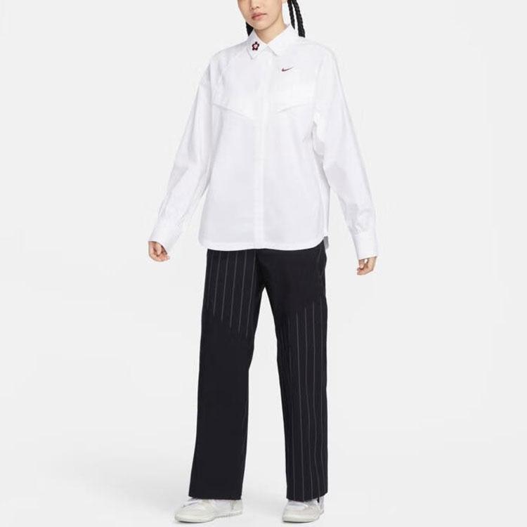 Nike Valentines Day Collection Embroidered Detail Casual Sport Long Sleeve Shirt Women Tops White HF1131-100
