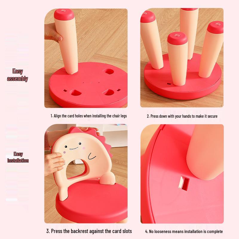 Dragon Dinosaur Backrest Kids' Chair - Thickened Plastic Cartoon Stool