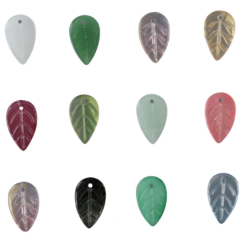 100pcs Glass Material Spacer Beads 18x11mm Size Leaf Beads  DIY Craft Making