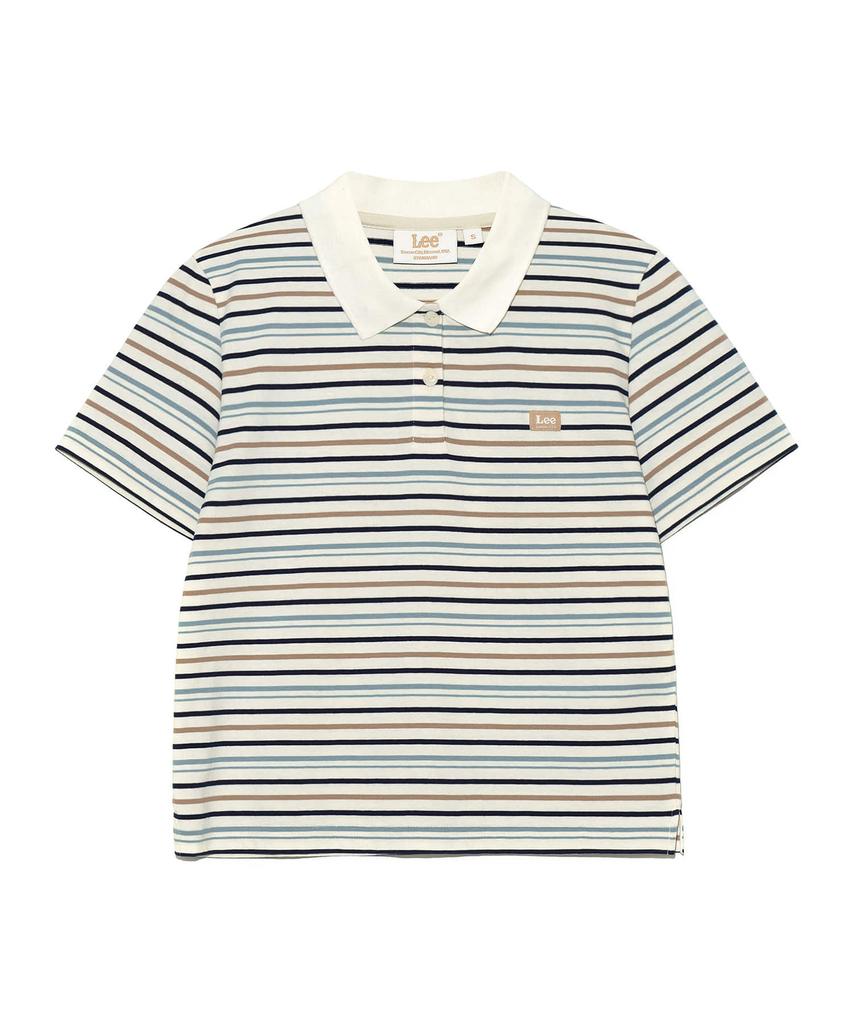 LEE Women'S Multi-Stripe Collared T-Shirt Ivory