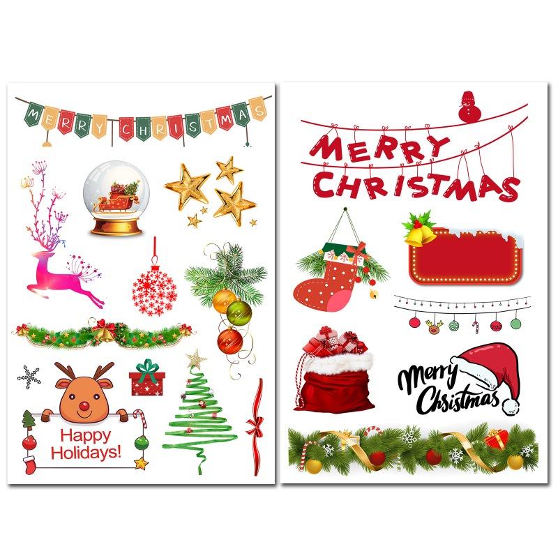 6 Sheets 2026 Christmas Stickers Santa Bells Gift Decorative Stickers Scrapbooking Journal Sticker