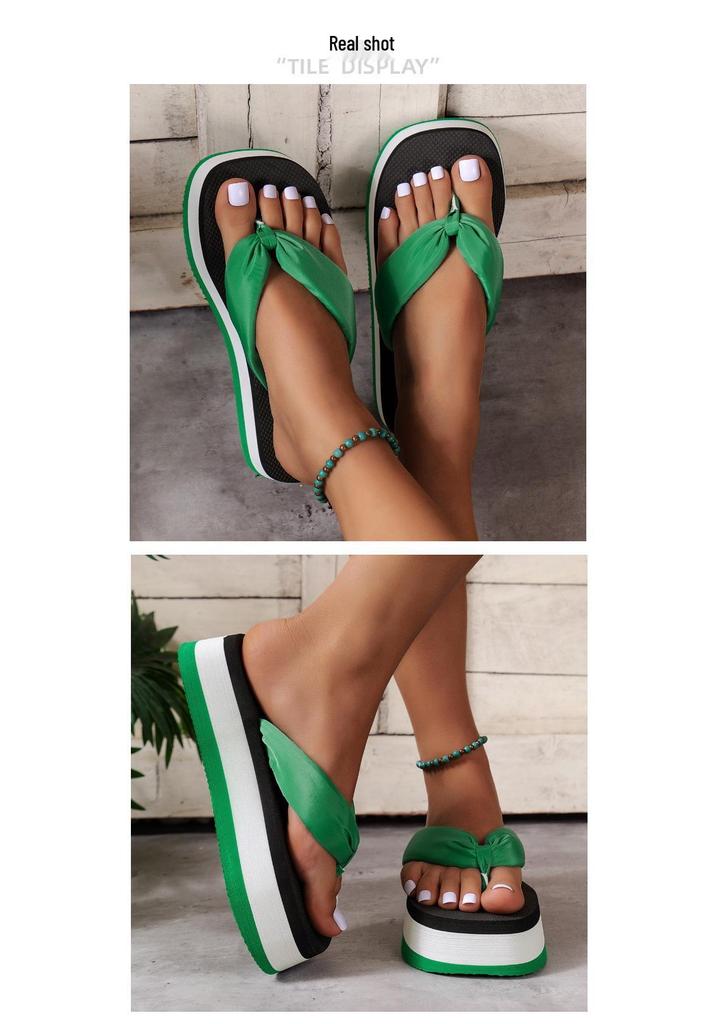 Women's High-End Thick-Soled Flip-Flops, Outdoor Summer Fashion, Color-Block Sandals