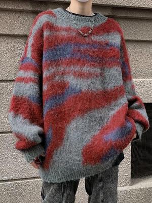 Men's High-End Tie-Dye Sweater: Trendy Retro Knitwear for Autumn/Winter - Loose Fit, Unisex Style