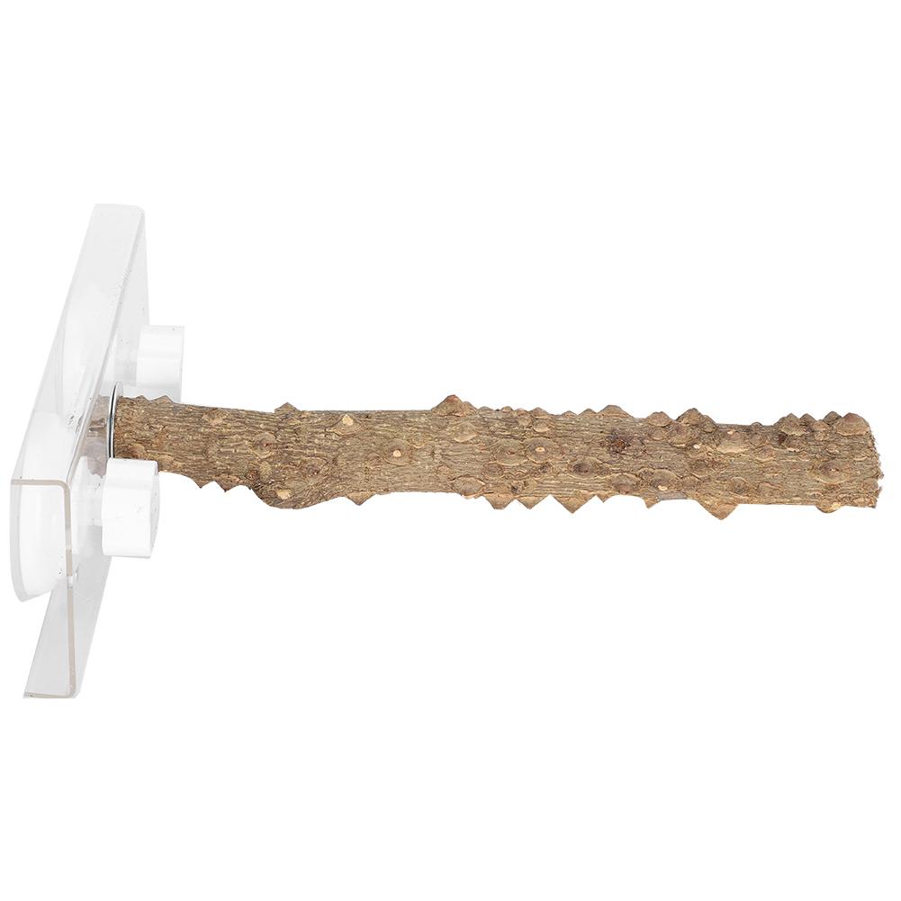 25CM Parrots Outdoor Portable Wood Standing Rod Pet Bird Shower Perch with Suction Cup