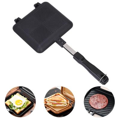 Aluminum Double Sided Frying Pan Dual Sided Sandwich Maker Pan with Handles Nonstick Griddle Pan