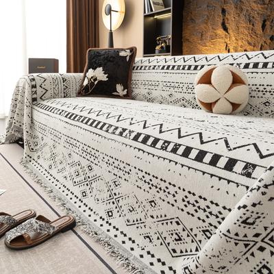 Chenille Ethnic Style Sofa Cover Full Coverage Non-Slip Couch Protector Universal Couch Camping Blanket Sofa Mat All-Season