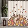 1Pc Autumn Home Decor Thanksgiving Cartoon Falling Maple Leaves Animal Hedgehog Shower Curtain Polyester Fabric Machine Washable