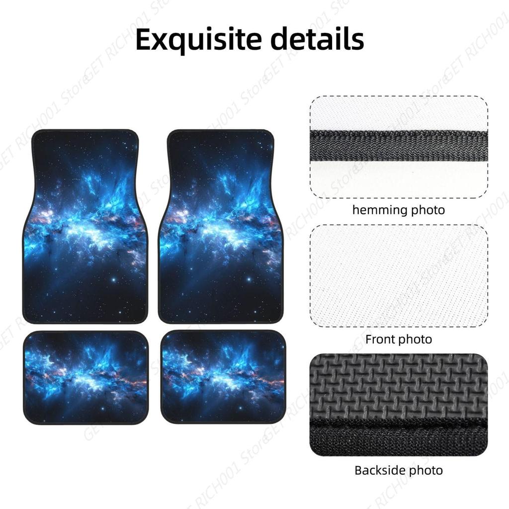 Blue Galaxy Funny Car Foot Mat Set Of 4 Pieces Set Carpet Floor Mats For Cars, Auto Accessories Front Rear