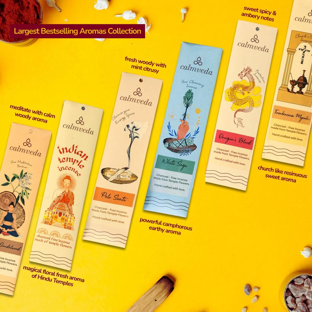 CALMVEDA Natural Incense Sticks Mega - Variety Pack 144 Insence-Sticks Bulk, 12 Aromas