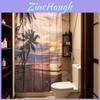 Modern Minimalist Beach Scene Shower Curtain With Polyester Fabric For Bathroom Decor