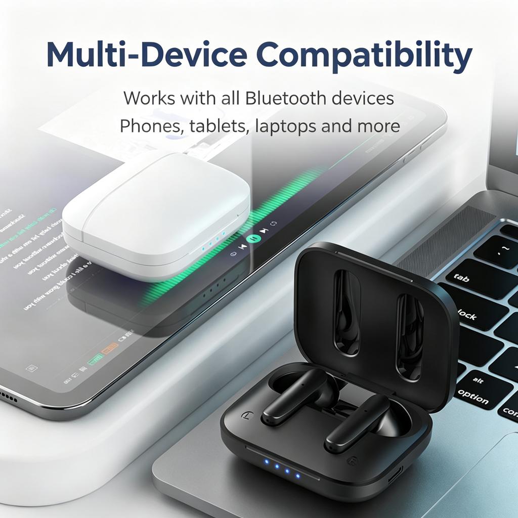 TWS Wireless Earbuds, Bluetooth 5.4 Headphones, 9D Stereo Sports Earbuds with Charging Case