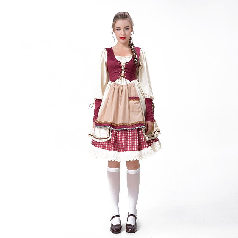 Cosplay Halloween adult pastoral Little Red Riding Hood stage costume, manor farm maid costume party costume