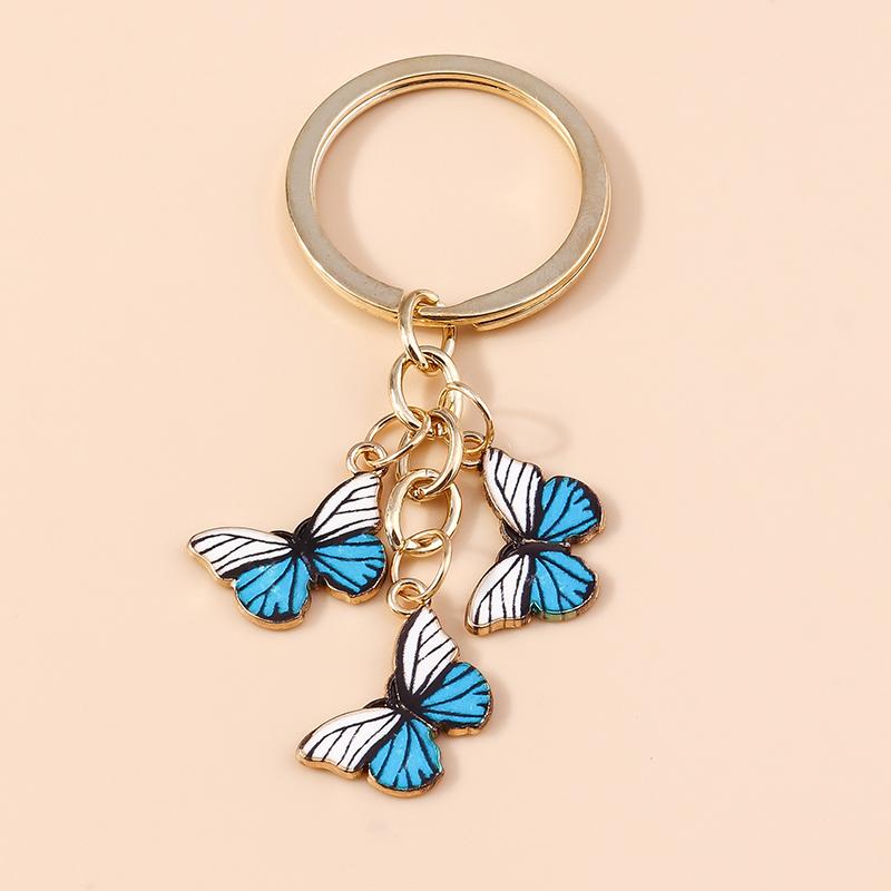 Cute Colorful Butterfly Keychains Enamel Animal Keyrings Souvenir Gift for Women Men Handbag Pendants Key Chains DIY Accessories