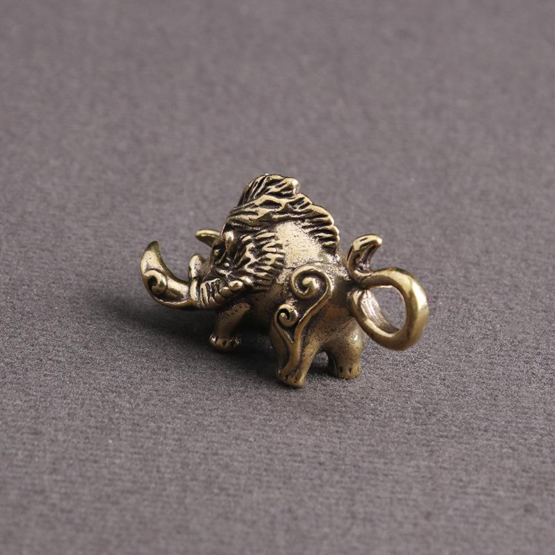 Divoký prase s dlouhými zuby Měděné dekorativní figurky Zvíře Prase Příšery Kovová mini figurka Přívěsek Znamení zvěrokruhu Prase Ozdoby
