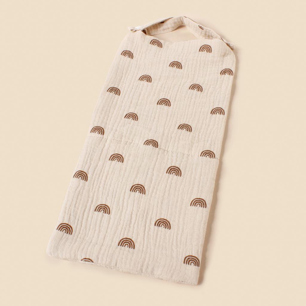 Cotton Baby Bedside Hanging Bag Dual-pocket Toys Diaper Storage Bag Portable Newborn Bedside Multi-functional Nappy Bag