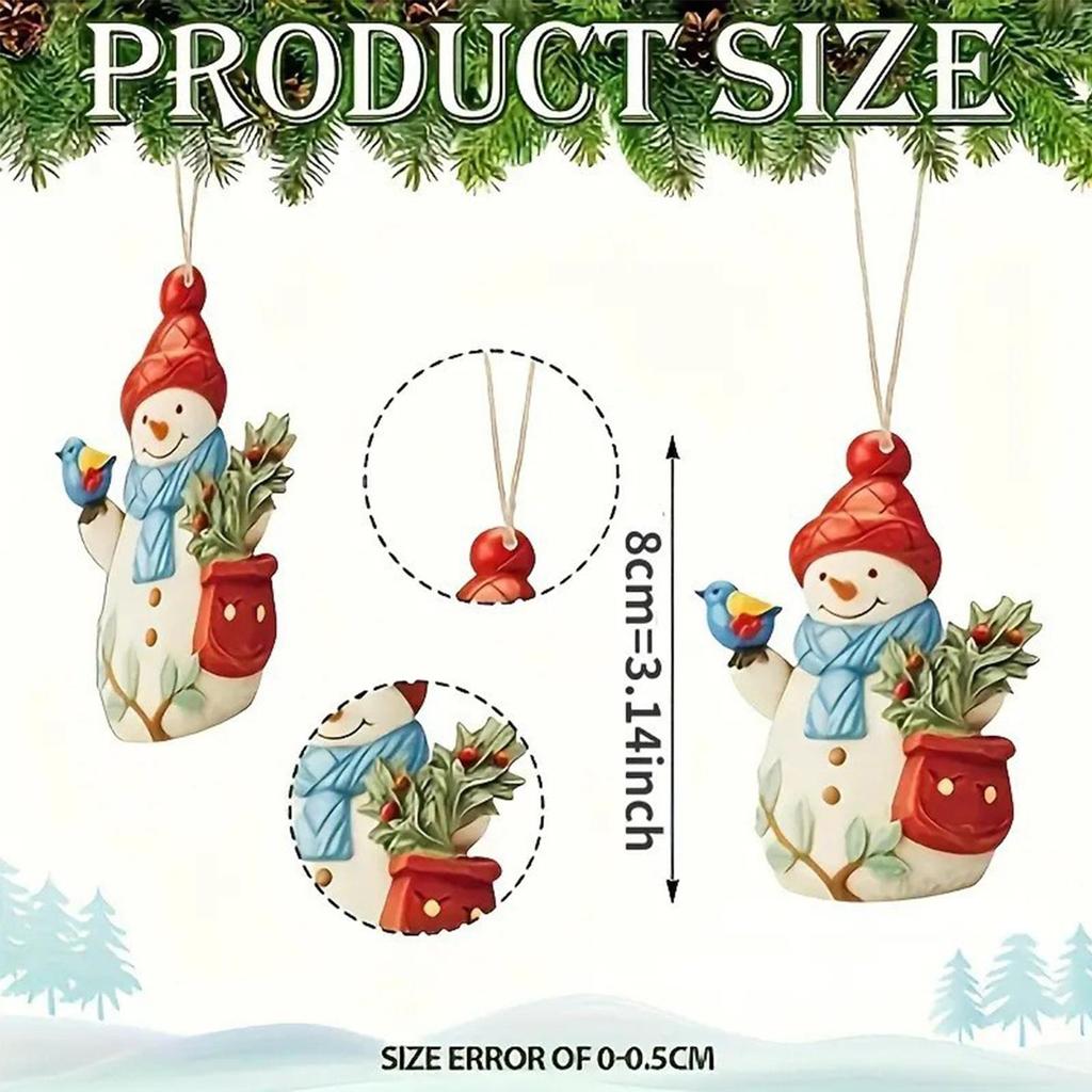Christmas Snowman Snowman Christmas Hangable Decorations Hangable Wood Crafts Collectible Figurine 9 Piece for Tree Window Home