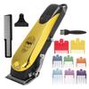 Vintage Oil Head Hair Clipper Men Electric Hair Trimmer with 8pcs Guide Comb Gold