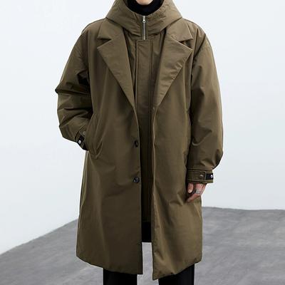 Fashion Solid Windproof Long Trench Coat Men's Casual Loose Large Size Jackets Autumn Street Warm Male Outcoat